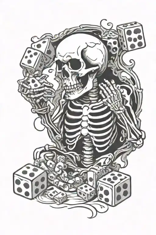 Skeleton Playing Dice Rolling Simple