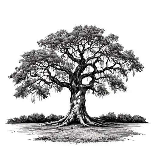 Spanish Moss Covered Live Oak Tree