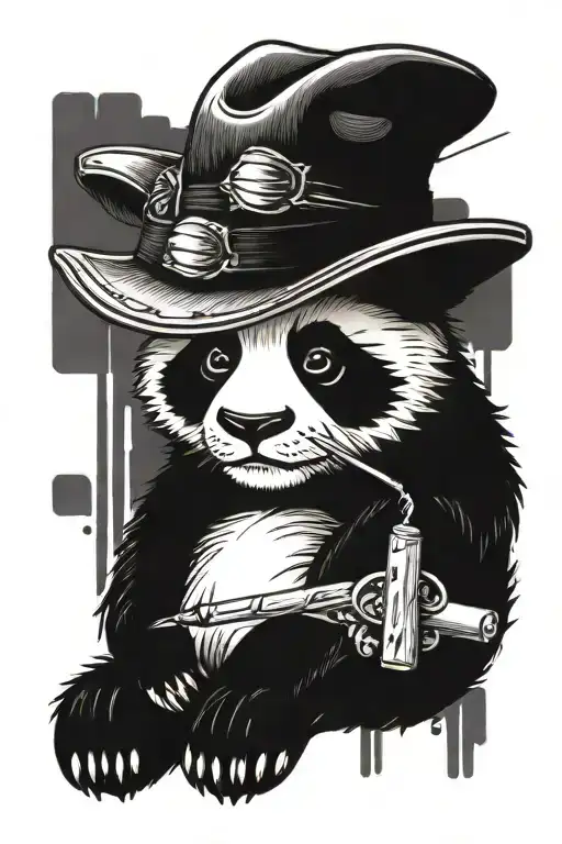 Tough Panda With A Joint And A Hat