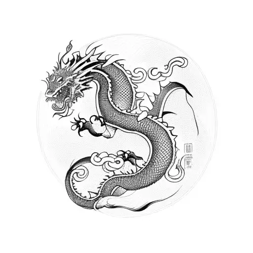 Japanese Dragon With Fire