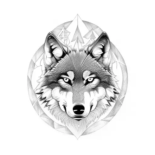 Wolf Moon And 3 Louveteaux