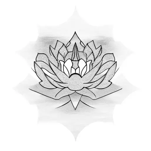 Samurai And Lotus Flower