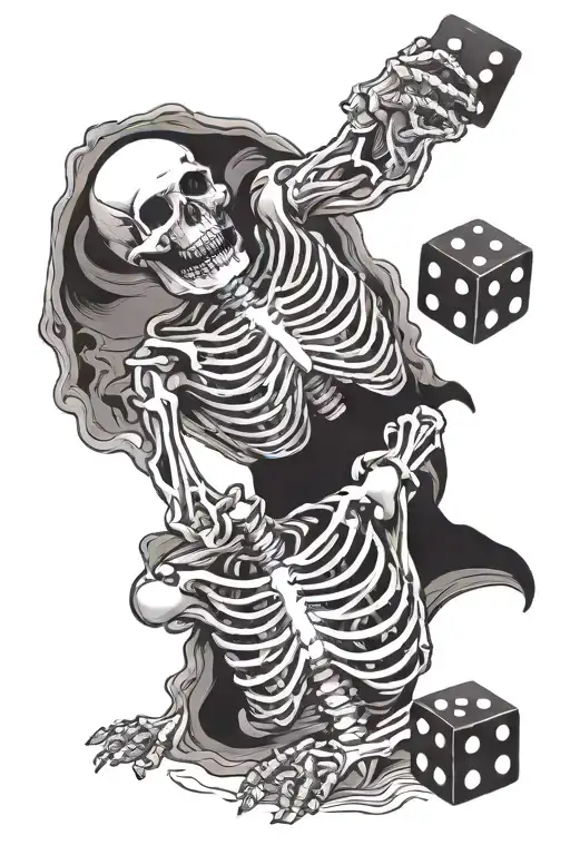 Skeleton Playing Dice Rolling