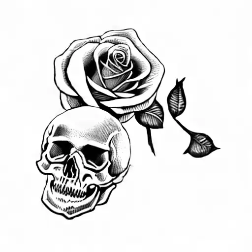 A Skull With A Rose On It