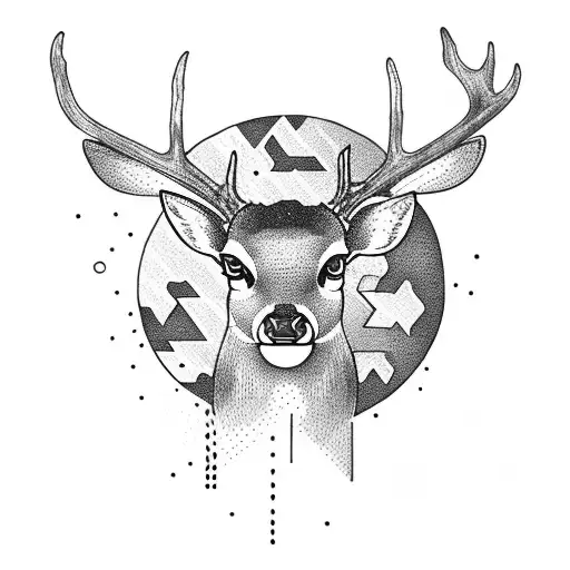 Deer With Oak Sheets And A Moon