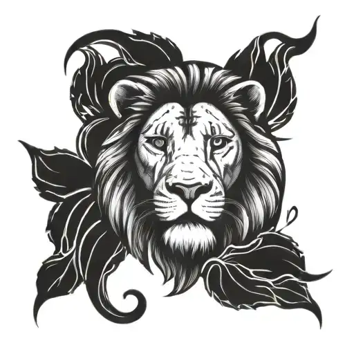 Lion Head With 3 Fishes