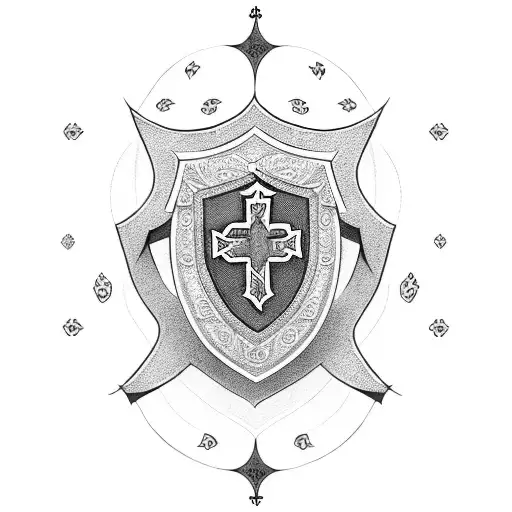 A Shield Adorned With Intricate Catholic Symbols