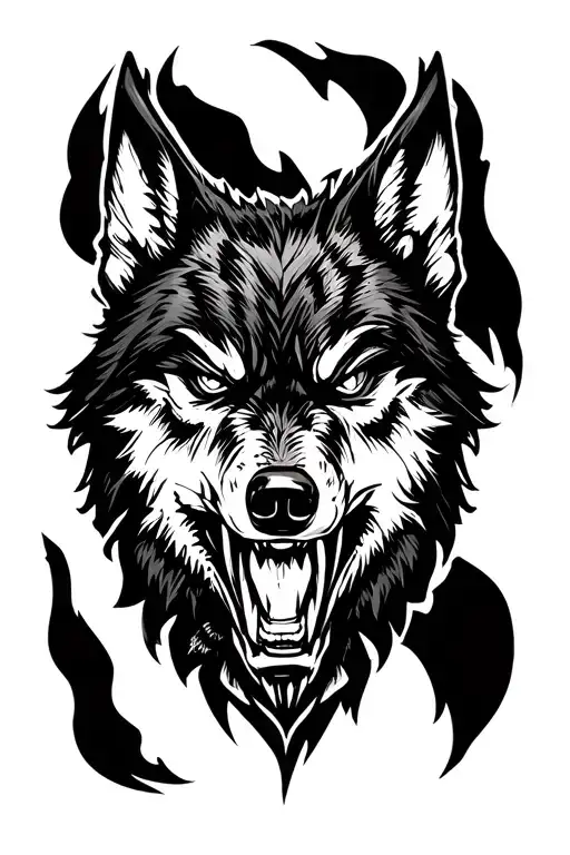 A Pack Of Angry Wolf Head