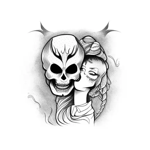 Demon Holding Pretty Girl By Her Neck