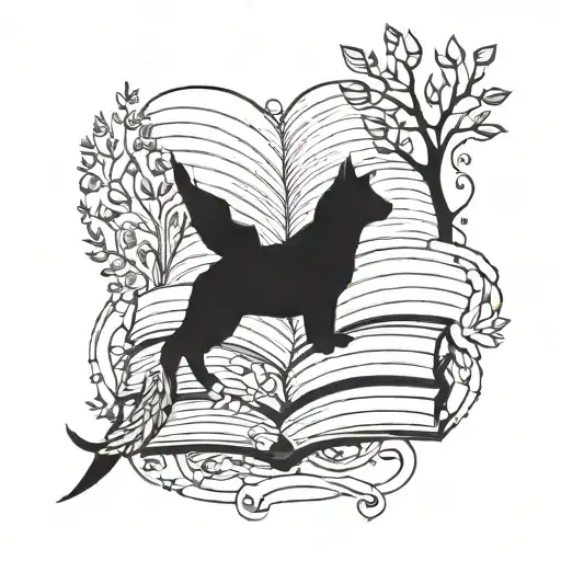 A Blackwork Tattoo Of A Creative Abstract Design Inspired By Nature And Books