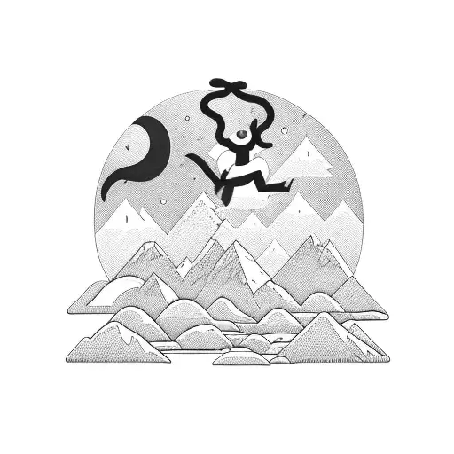 Father Daughter Hiking Under A Full Moon