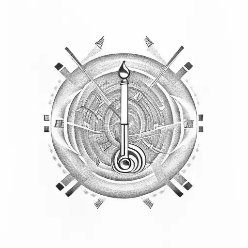 A Surrealistic Design Combining Music Notes And Trap Symbols