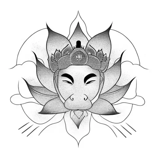 Lotus Flower With Samurai Mask