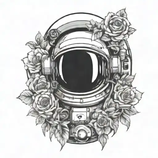 Astronaut With Broken Helm And Flowers Rising