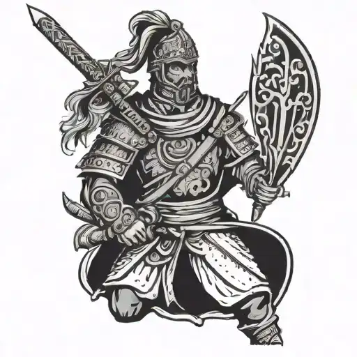 Depict A Georgian Warrior In Traditional Attire With A Hidden Blade