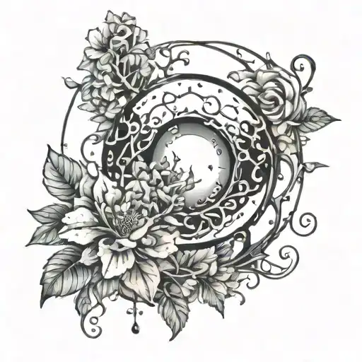 A Crystal Ball Surrounded By Witchy Flowers And Vines