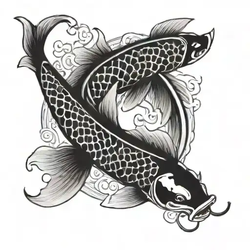2 Koi Fish Circling A Circular Traditional Chinese Name Seal