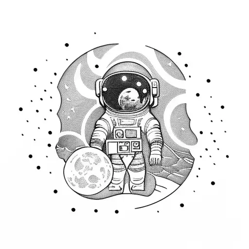 Astronaut Sitting On Moon Next To Boombox