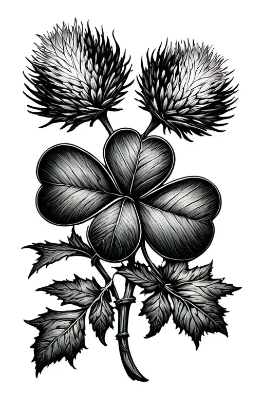 Maple Leaf Clover Thistle Tied Together