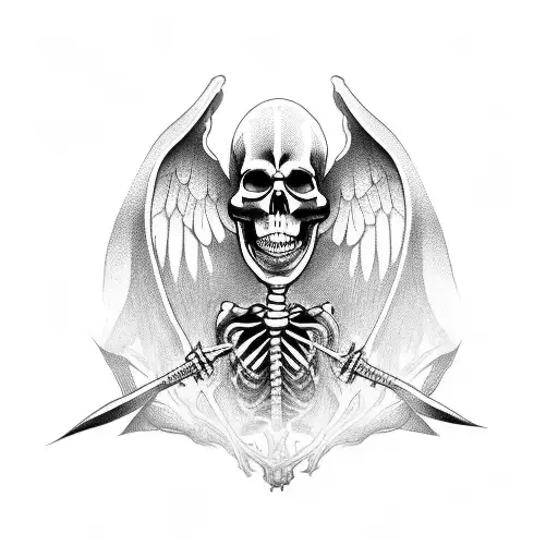 Hooded Skeletons Where One Is The Devil And Other Is An Angel