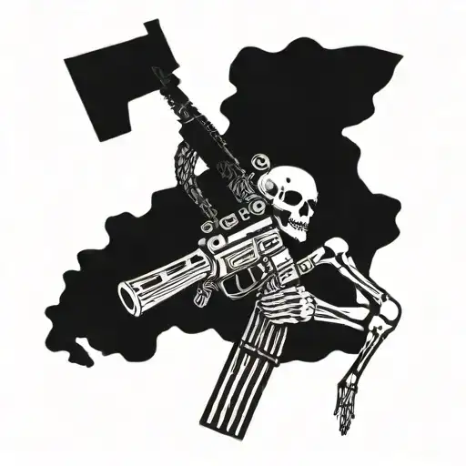 Skeleton With Ar 15 Rifle