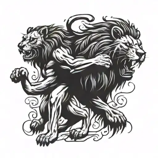 Lion Fighting Gangsters