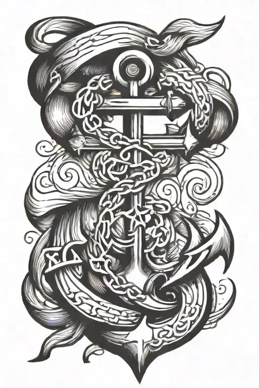 Anchor With Treble Clef And Paw Print