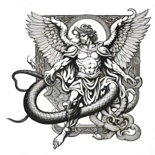 St Michael Stepping On Snake Wrapped