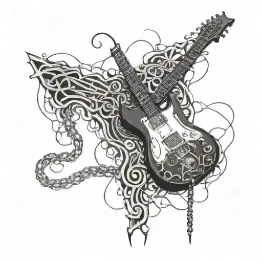 Gothic Electric Guitar And Ripped Chains