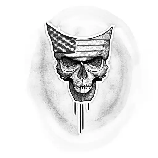 American Patriot Skull With American Flag
