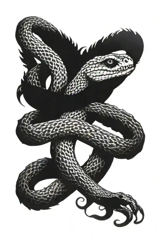 Snake With Skelton Tattoo On Forearm