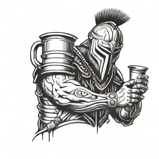 Gladiator Drinking Coffee