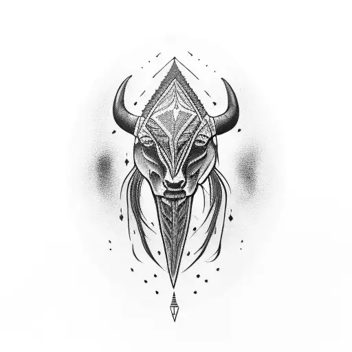 Native Woman Holding Bull Skull In Front Of Face