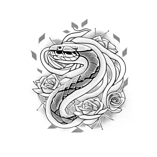 Snake With Flowers With Harry Potter Symbols With Initials R And L Somewhere