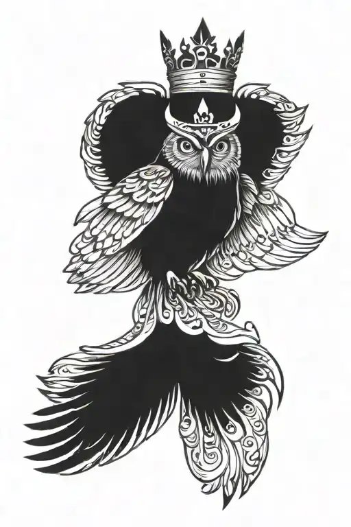 Owl With Crown Adorned Flying Down With Claws Outstretched
