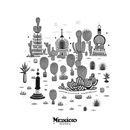 Cityscape Of Mexico City With Cactus And Tequila Distillery