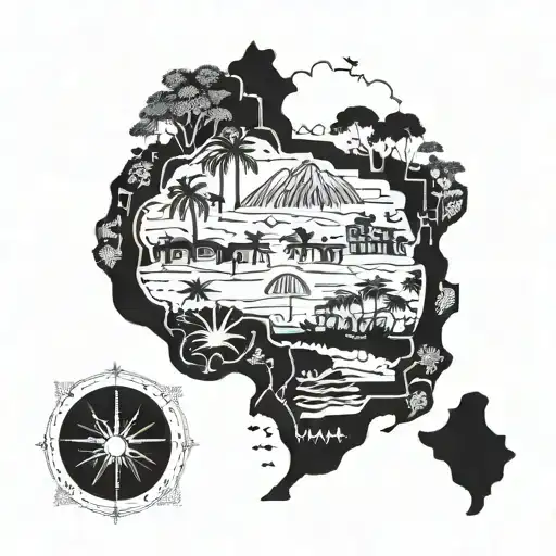 Martinique Island And Ethiopia Country Outline Filled