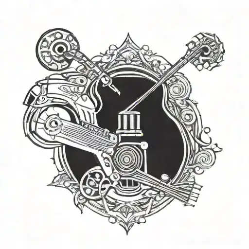 Incorporate A Harley Davidson Motorcycle And A Guitar In A Unique Design