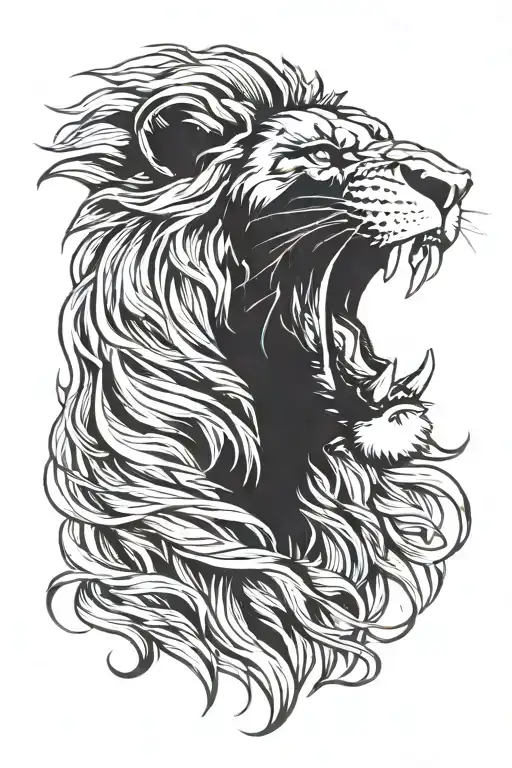 Profile Lion Roar Flowing Mane