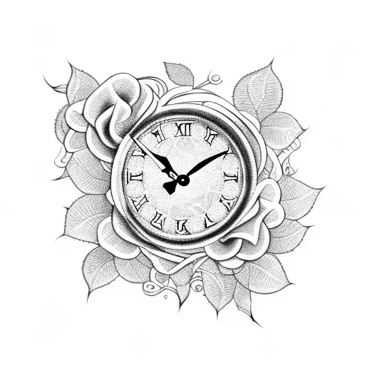 A Clock With Intricate Rose Vines Wrapping Around It