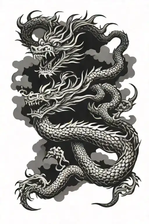 Japanese Dragon And Temple Surrounded