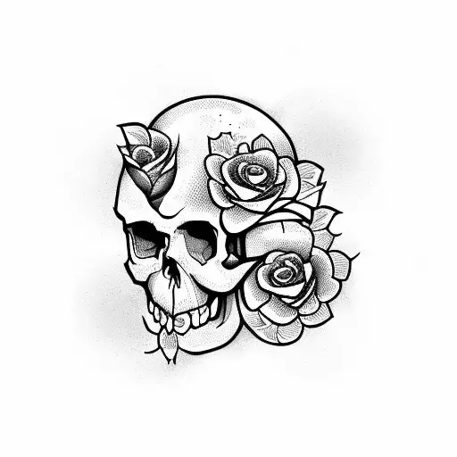 Flower With Skull And Gems
