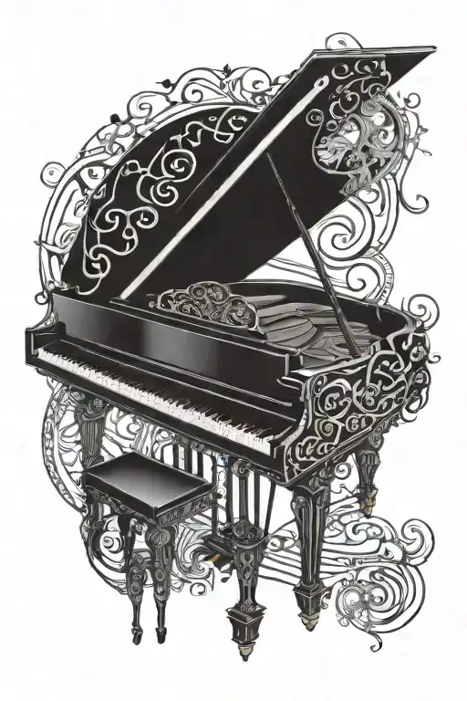 Incorporate A Grand Piano With Swirling Musical Notes And Keys Into A Mystical Mistborn Symbol