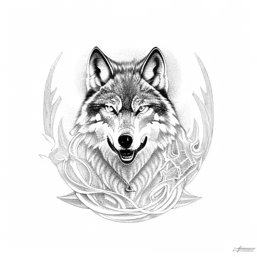 Fenris Wolf In Mechanical Rune