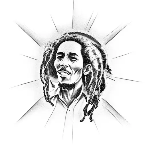 Rasta Colored Sun Setting Behind A Silhouette Of Bob Marley