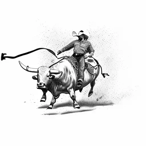 Bull Riding Cowboy In Action At A Rodeo