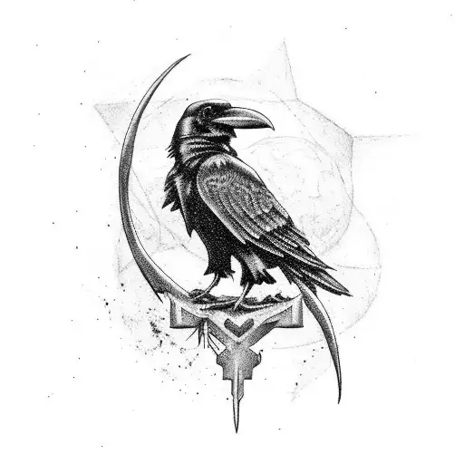 Raven With The Rune Of Hugin Along