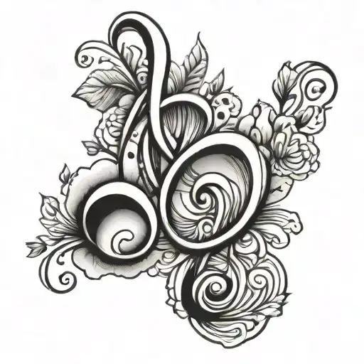 A Music Note Intertwined With A Blooming Flower