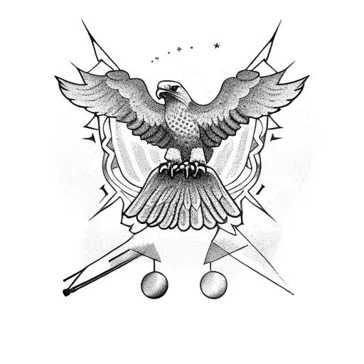 Illustrate A Shooting Range With An Eagle Perched On Top