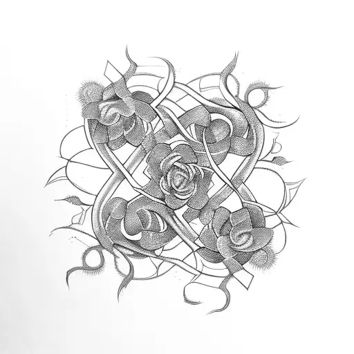 An Abstract Design Of Intertwining Vines And Succulents Wrapping Around The Arm
